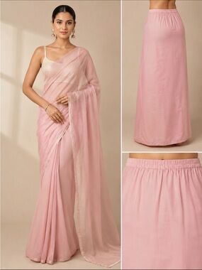 Designers original Indian Pakistani Elegant Soft Pink Saree Underskirt